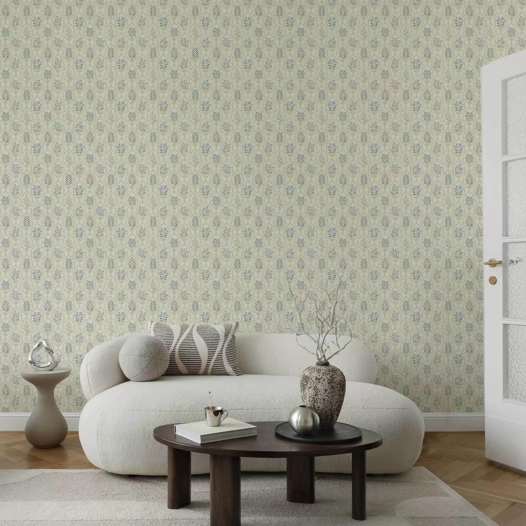 murais de parede Medalhões botânicos em treliça, tons pastel a00579