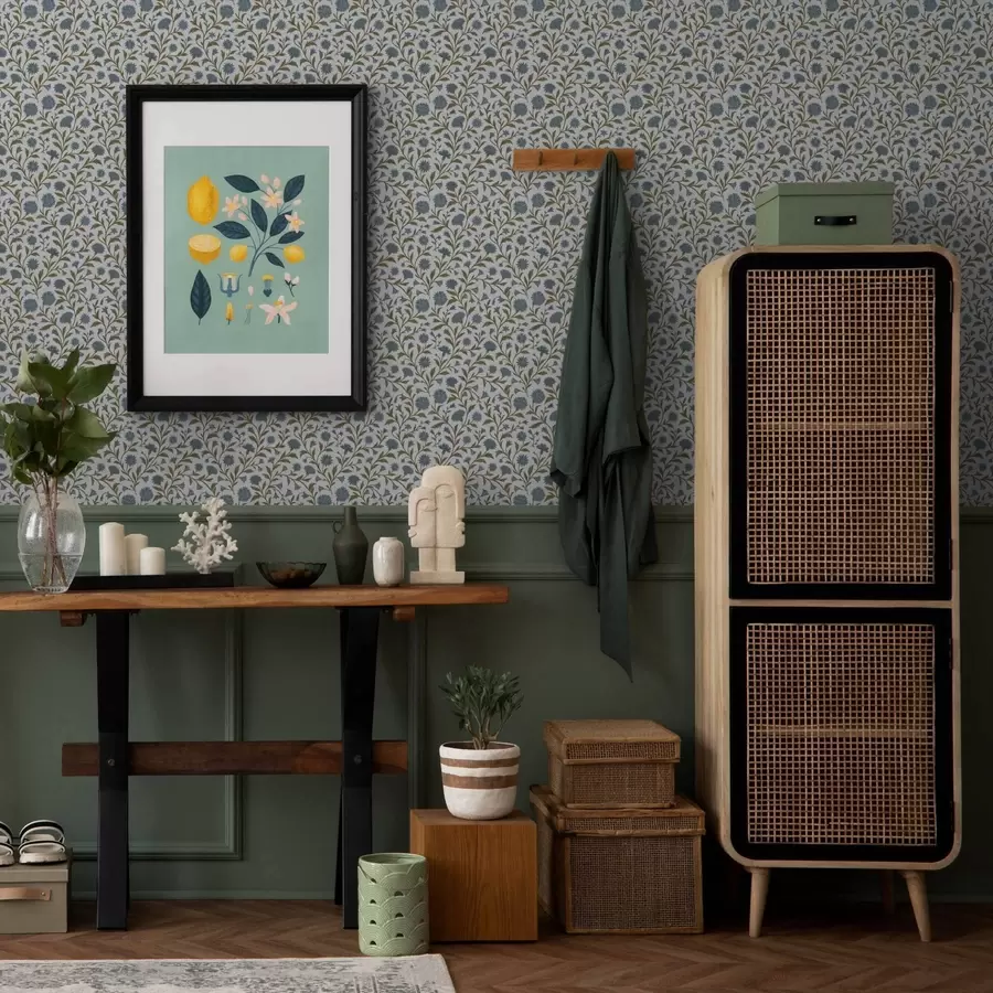 murais de parede Centáureas e rebentos sobre fundo branco a00588v1