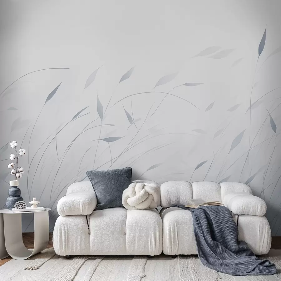 murais de parede Relva ao vento em estilo aquarela em tons de azul w09331v2