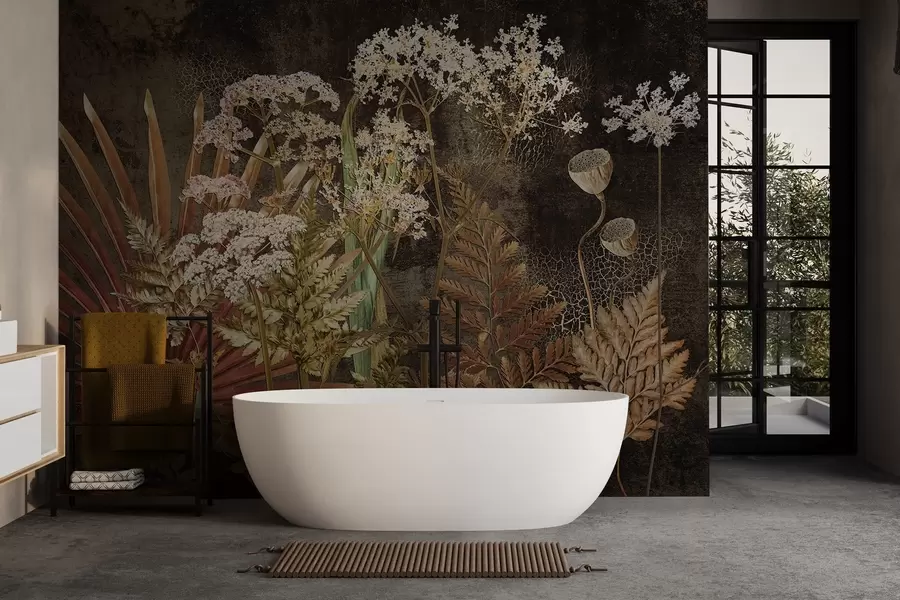 murais de parede Herbário sobre fundo escuro w09323