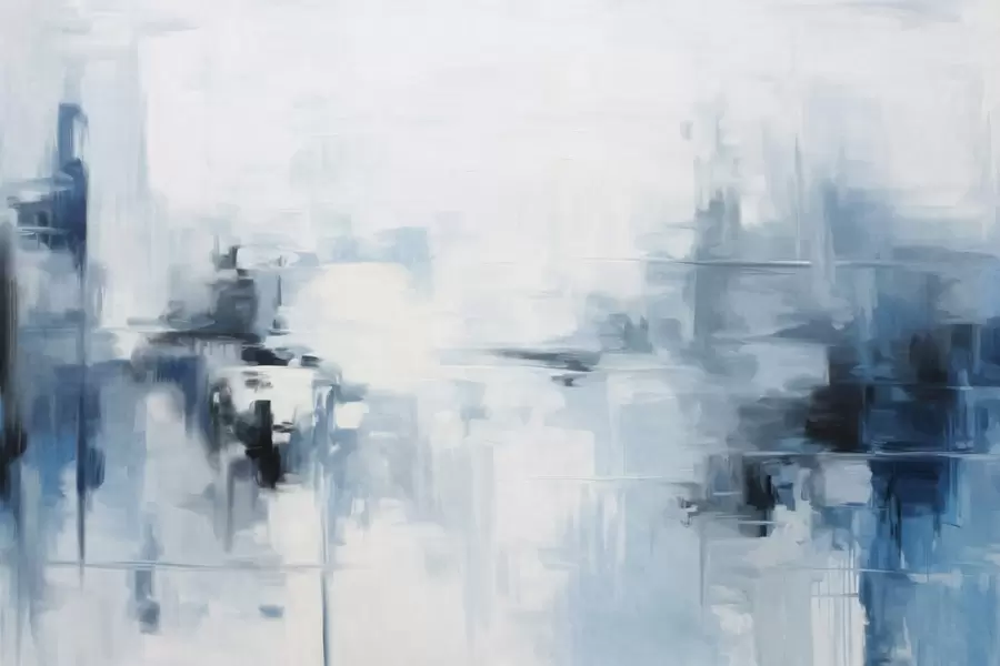 murais de parede Imitação de pintura paisagística abstrata texturizada com pinceladas azuis e brancas, estilo moderno w09422