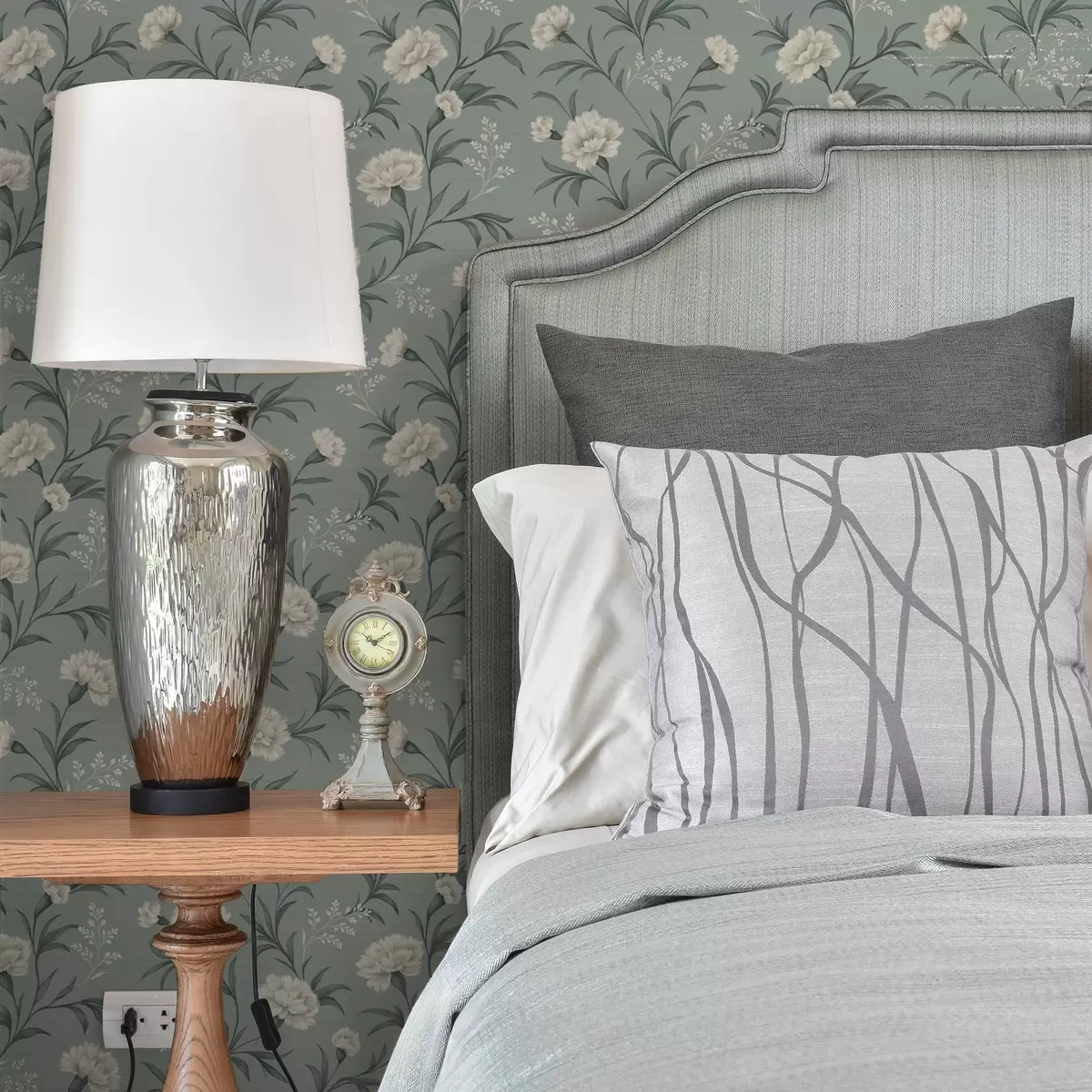 Papel de parede Cravos em pó sobre fundo cinza-azulado, impressão refinada a00610