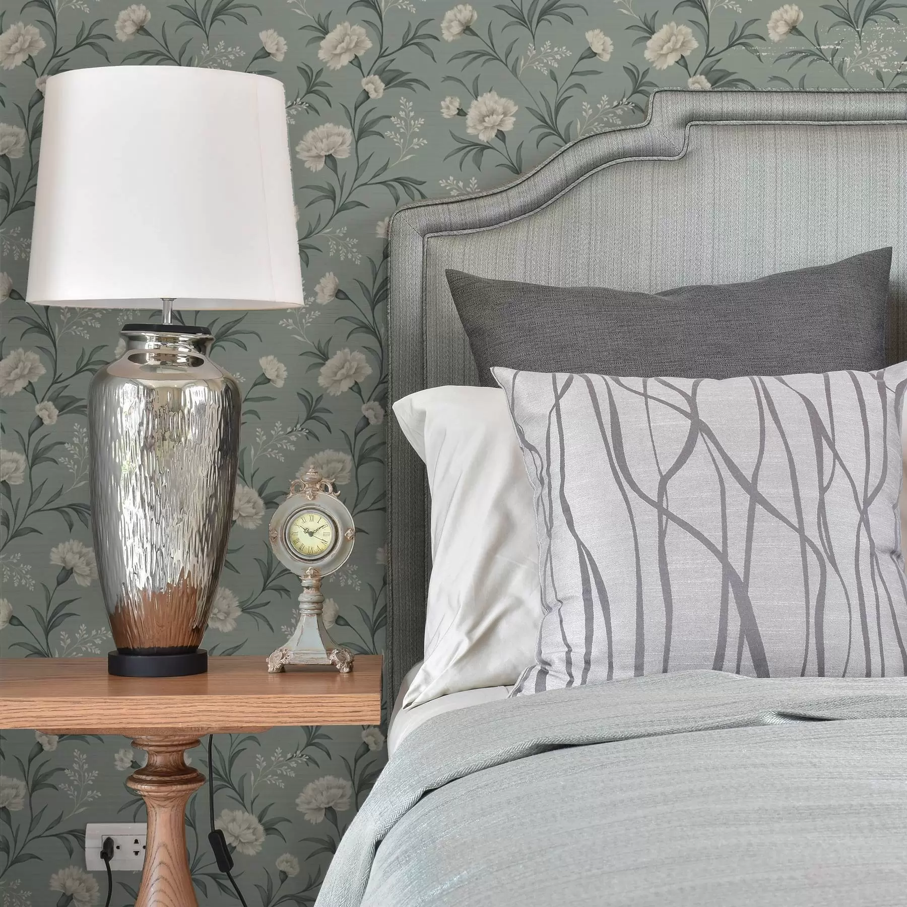 murais de parede Cravos em pó sobre fundo cinza-azulado, impressão refinada a00610