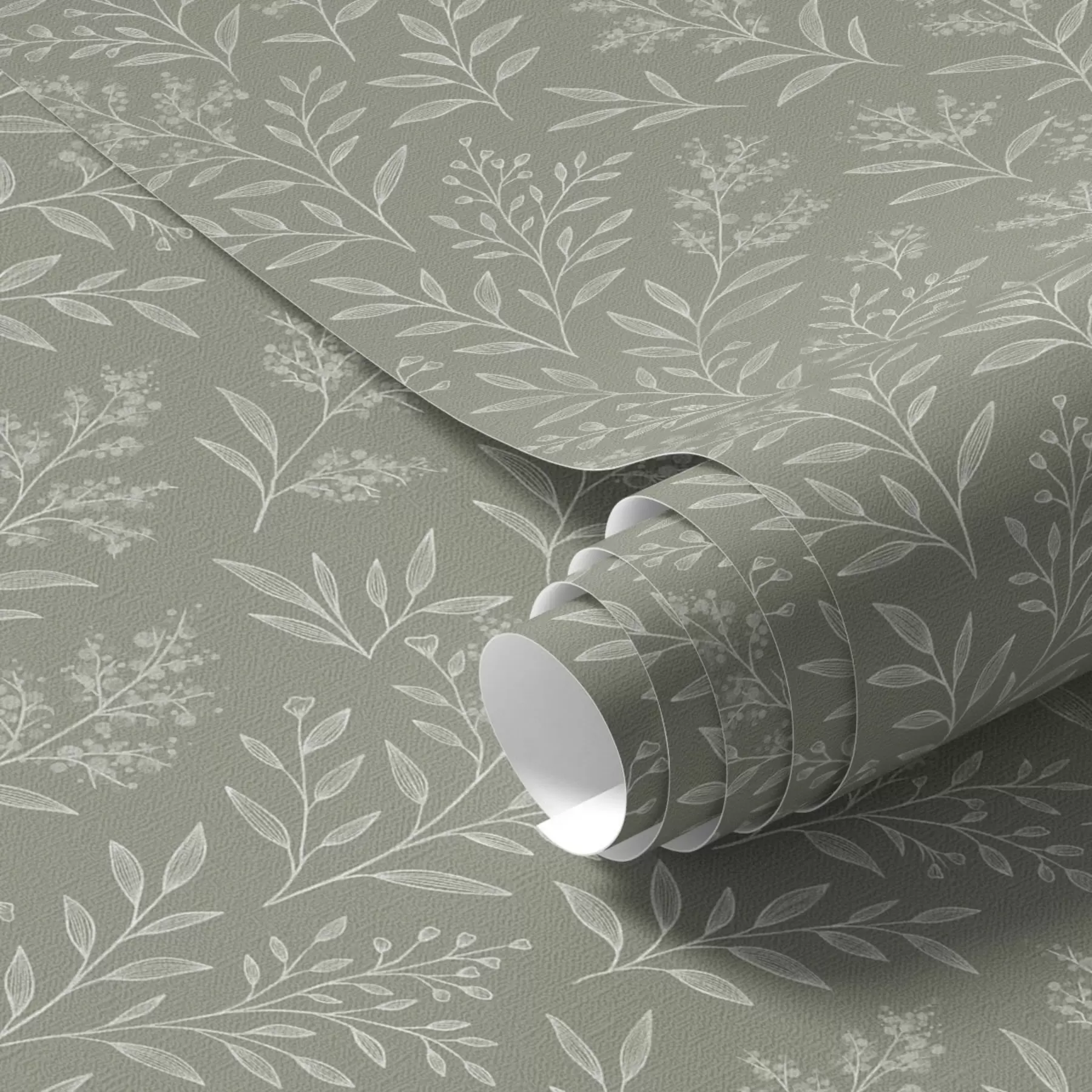 murais de parede Sálvia verde: ervas finas e inflorescências, padrão delicado a00611