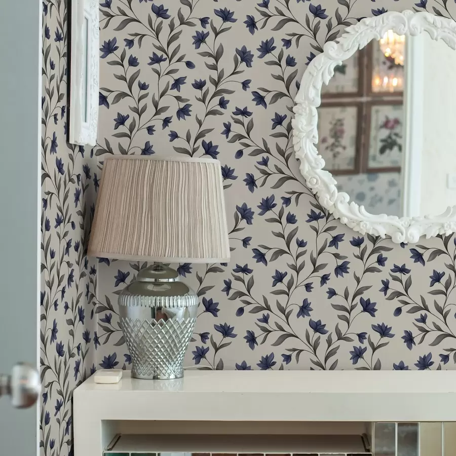 murais de parede Campânulas e vegetação cinzenta sobre um fundo claro a00622v1