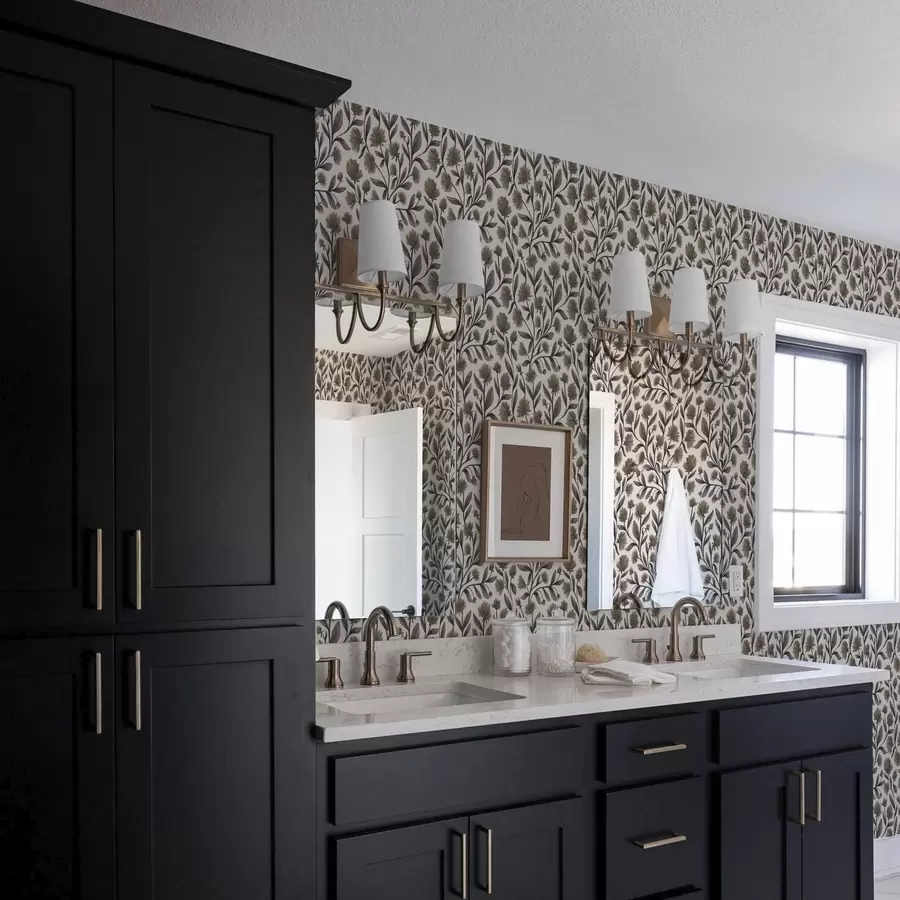 murais de parede Flores silvestres em tons cinza-oliva sobre fundo creme a00623v1