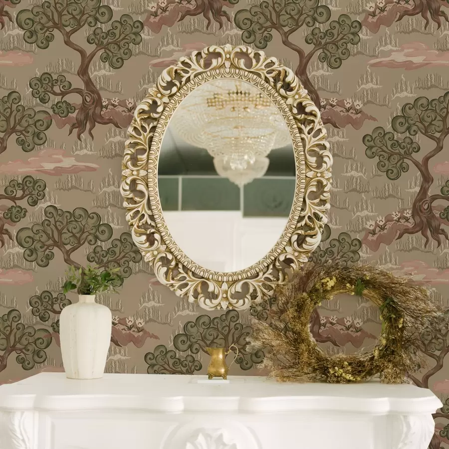 murais de parede Paisagem oriental com árvores caprichosas sobre um fundo arenoso a00715