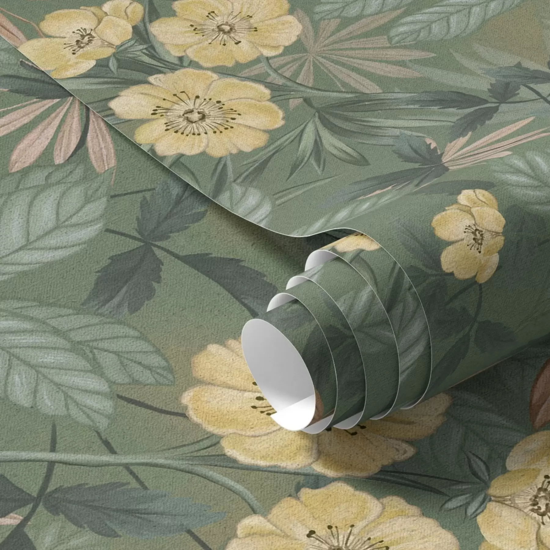 murais de parede Flores amarelas entre folhas verdes a00718
