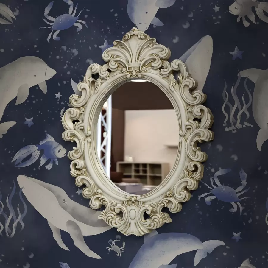 murais de parede Baleias marinhas, golfinhos e caranguejos sobre um fundo azul escuro a00720