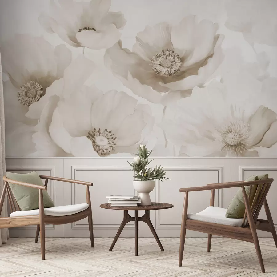 murais de parede Papoilas  tons de bege w04656v1