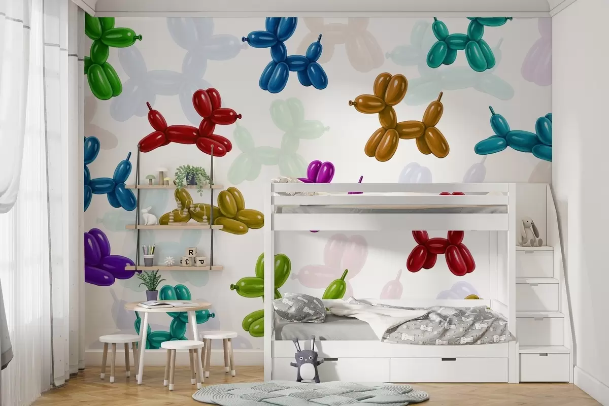 murais de parede Cães pintados feitos de bolas w04676