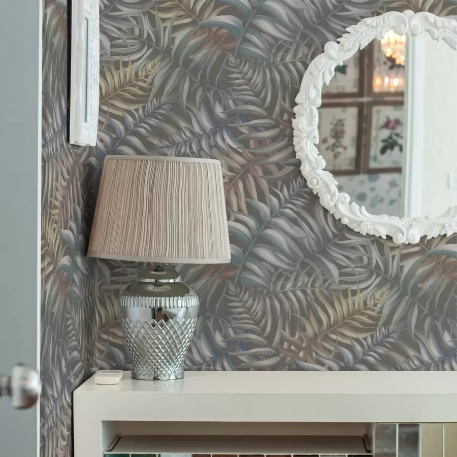 murais de parede Folhas de palmeira em camadas em tons suaves a00789