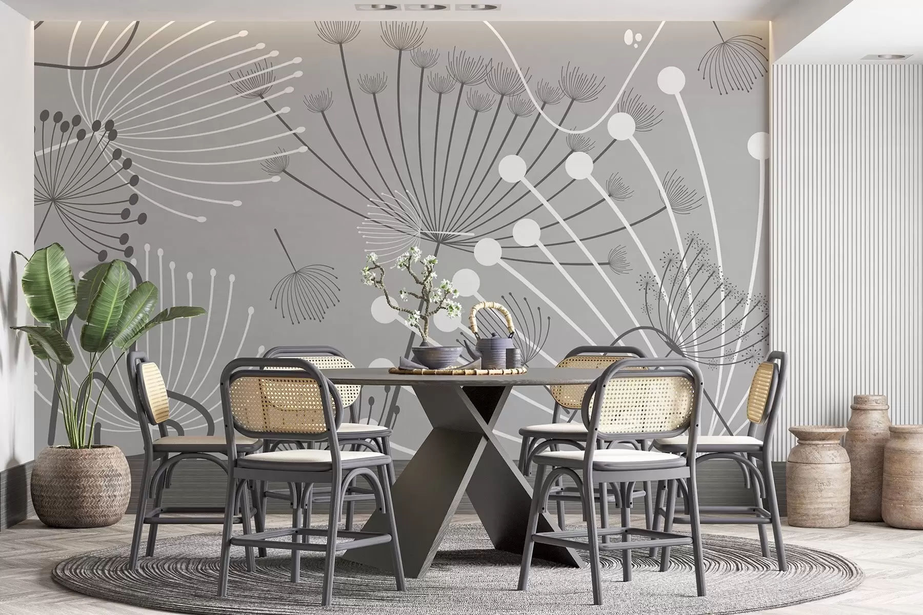 murais de parede Flores abstratas w04702v3