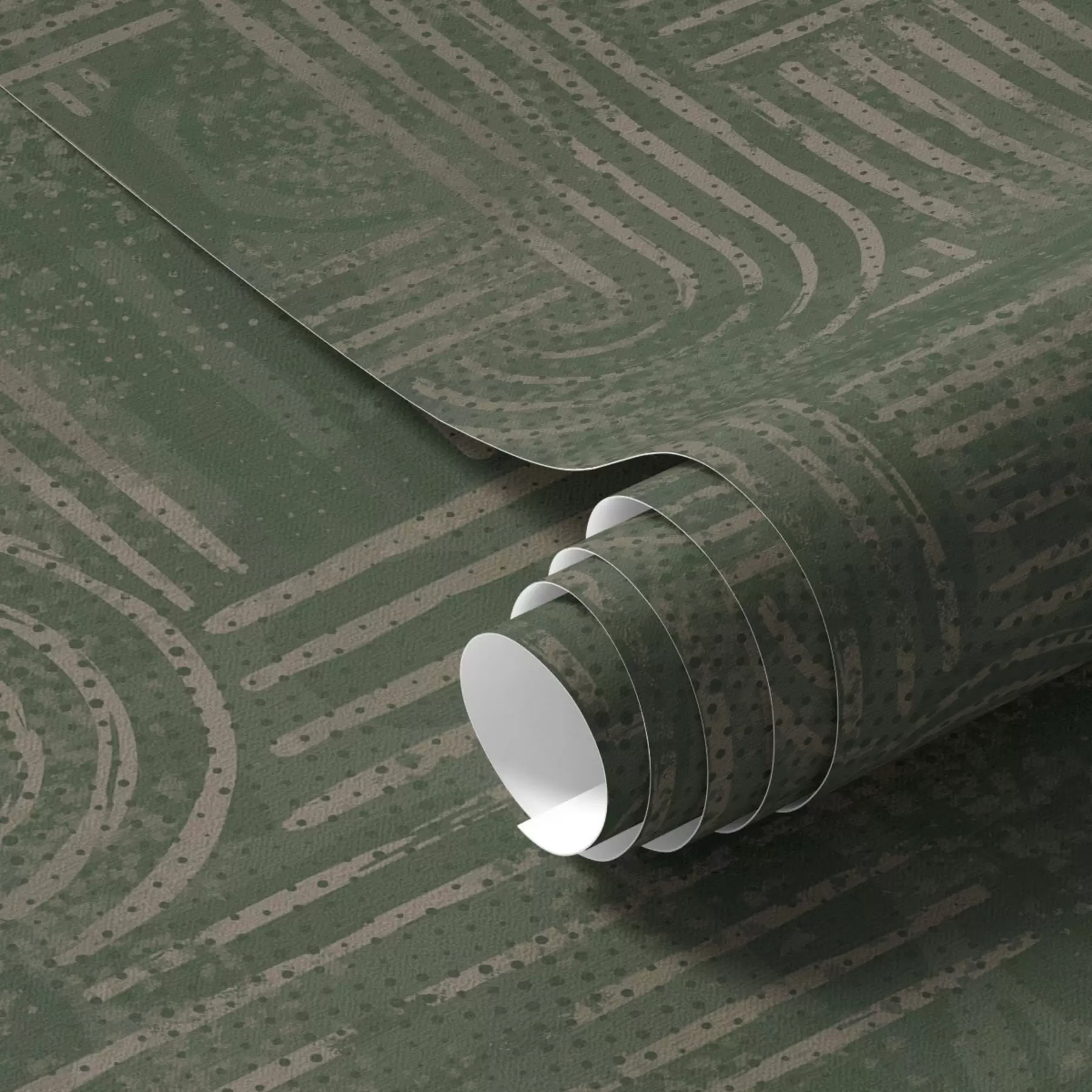 murais de parede Padrão geométrico com arcos numa paleta verde a00697