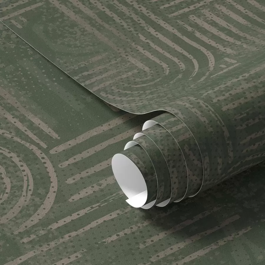 murais de parede Padrão geométrico com arcos numa paleta verde a00697
