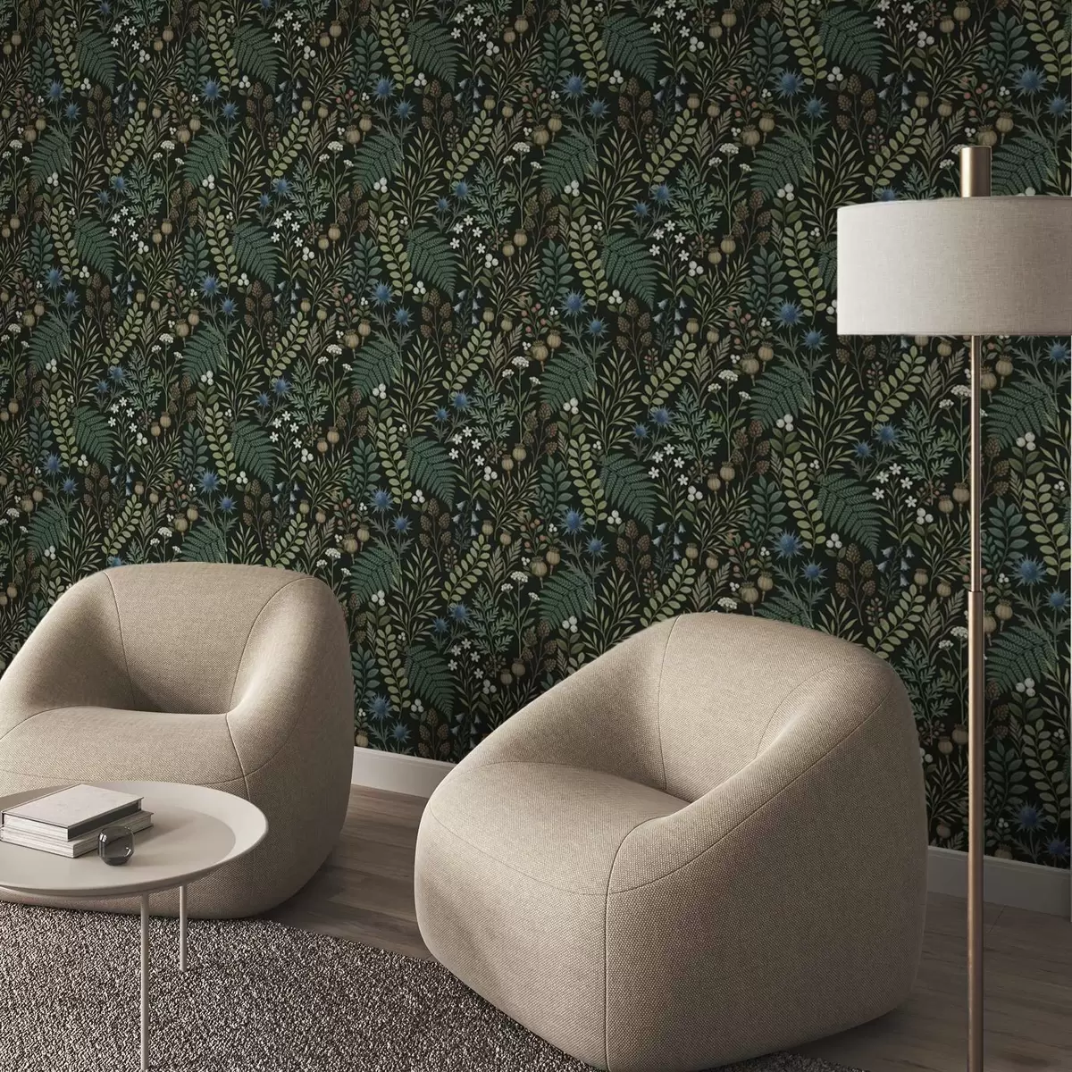 Papel de parede Ervas, bagas e sementes num fundo escuro a00706