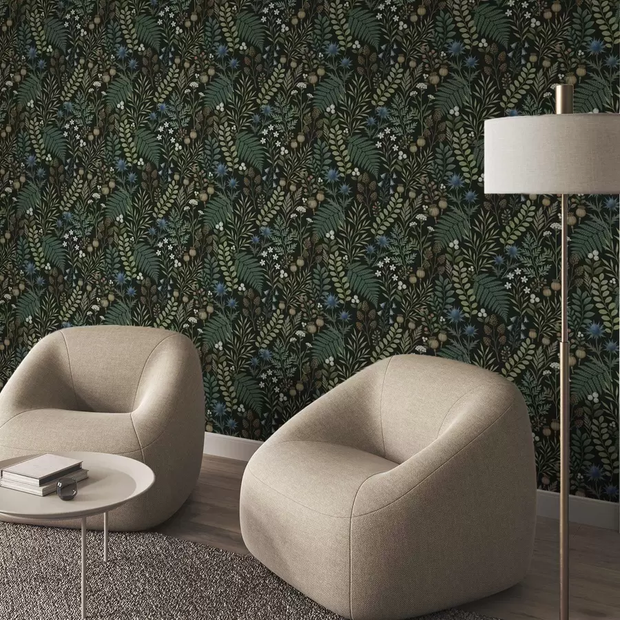 murais de parede Ervas, bagas e sementes num fundo escuro a00706