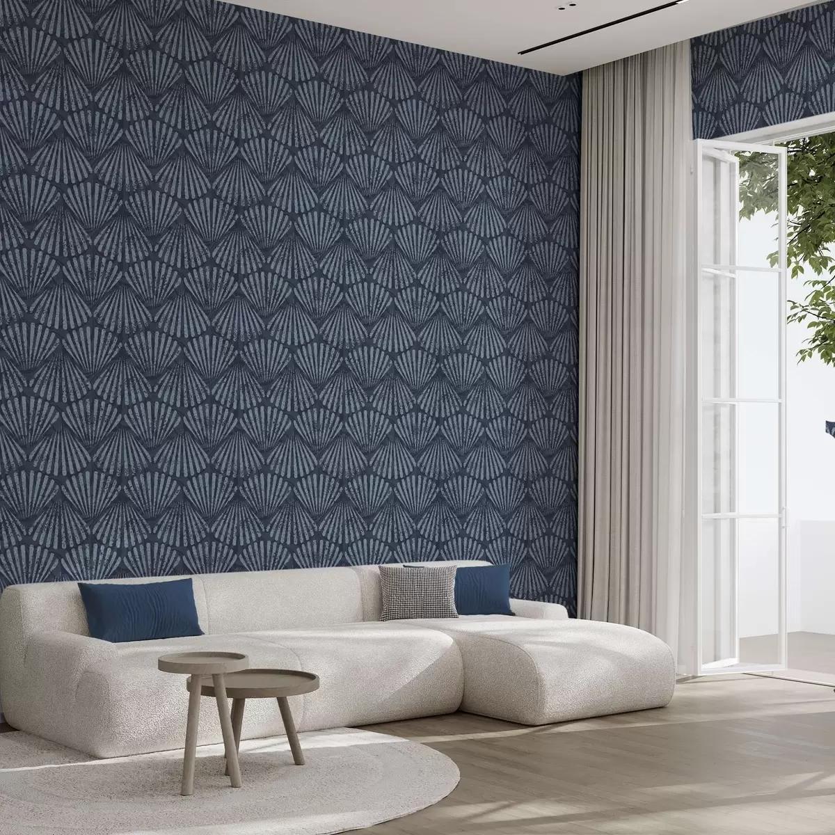 Papel de parede Raios abstratos em tons de azul, motivo dinâmico a00710