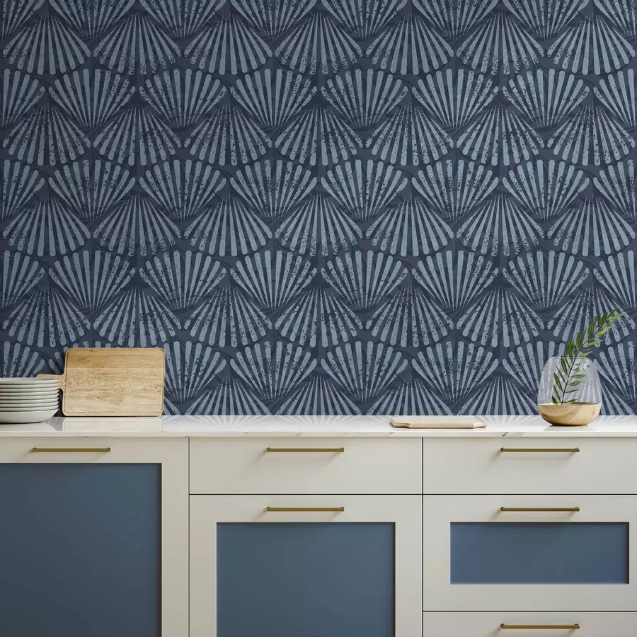 murais de parede Raios abstratos em tons de azul, motivo dinâmico a00710