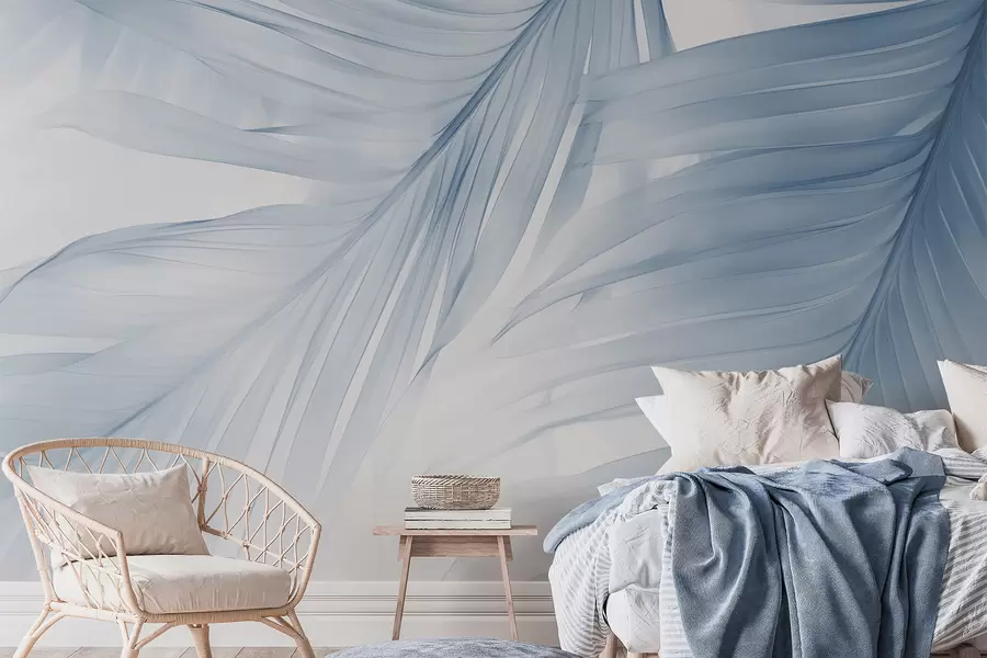 murais de parede Folhas de feto em tons de azul w04727v1