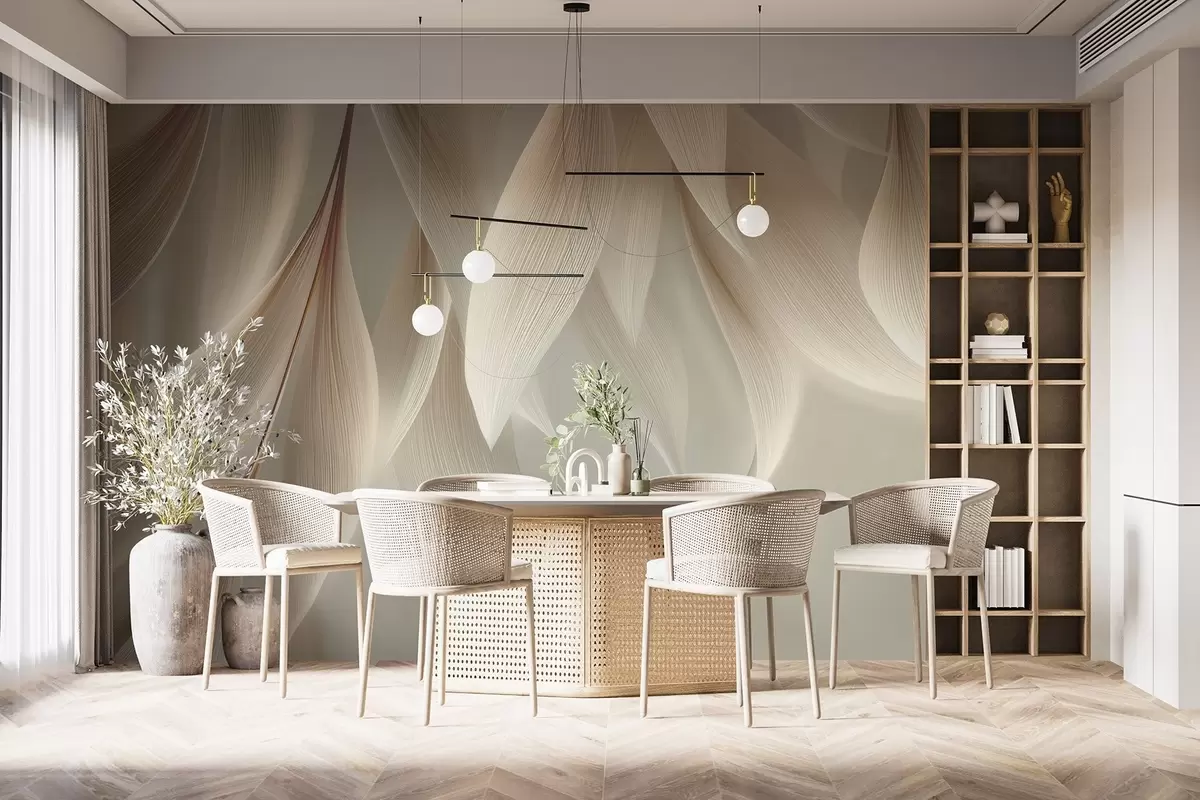 murais de parede Folhas pendentes com contornos estilizados w04706