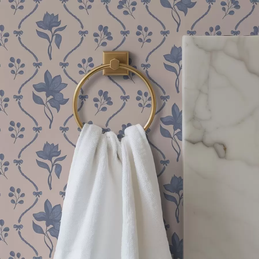 murais de parede Pequenas flores e fitas em tons de azul e rosa a00808v3