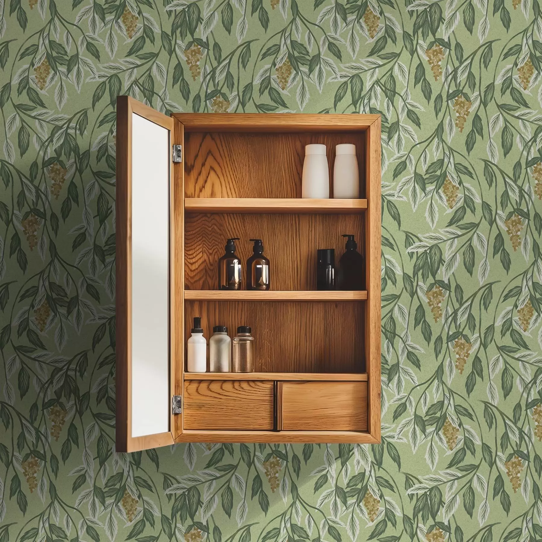 murais de parede Ramos com cachos de bagas sobre fundo verde a00734