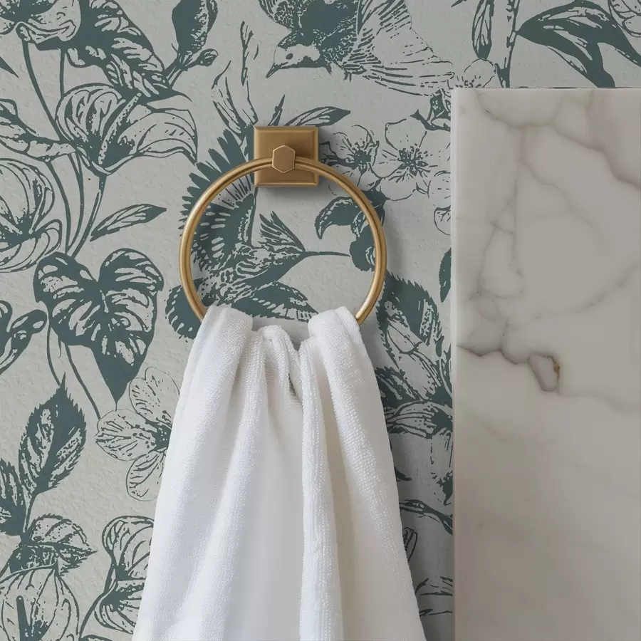 murais de parede Ornamento floral monocromático com pássaros a00737