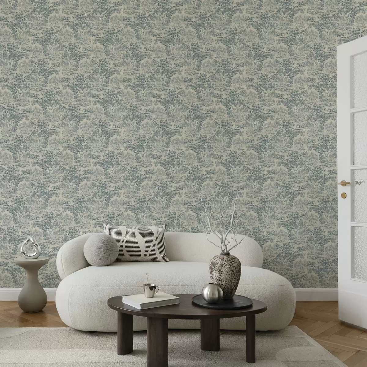 Papel de parede Cena monocromática com veados na floresta a00748