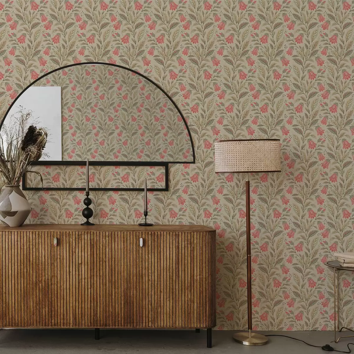 Papel de parede Pequenas flores com sinos em tons rosa-esverdeados a00760