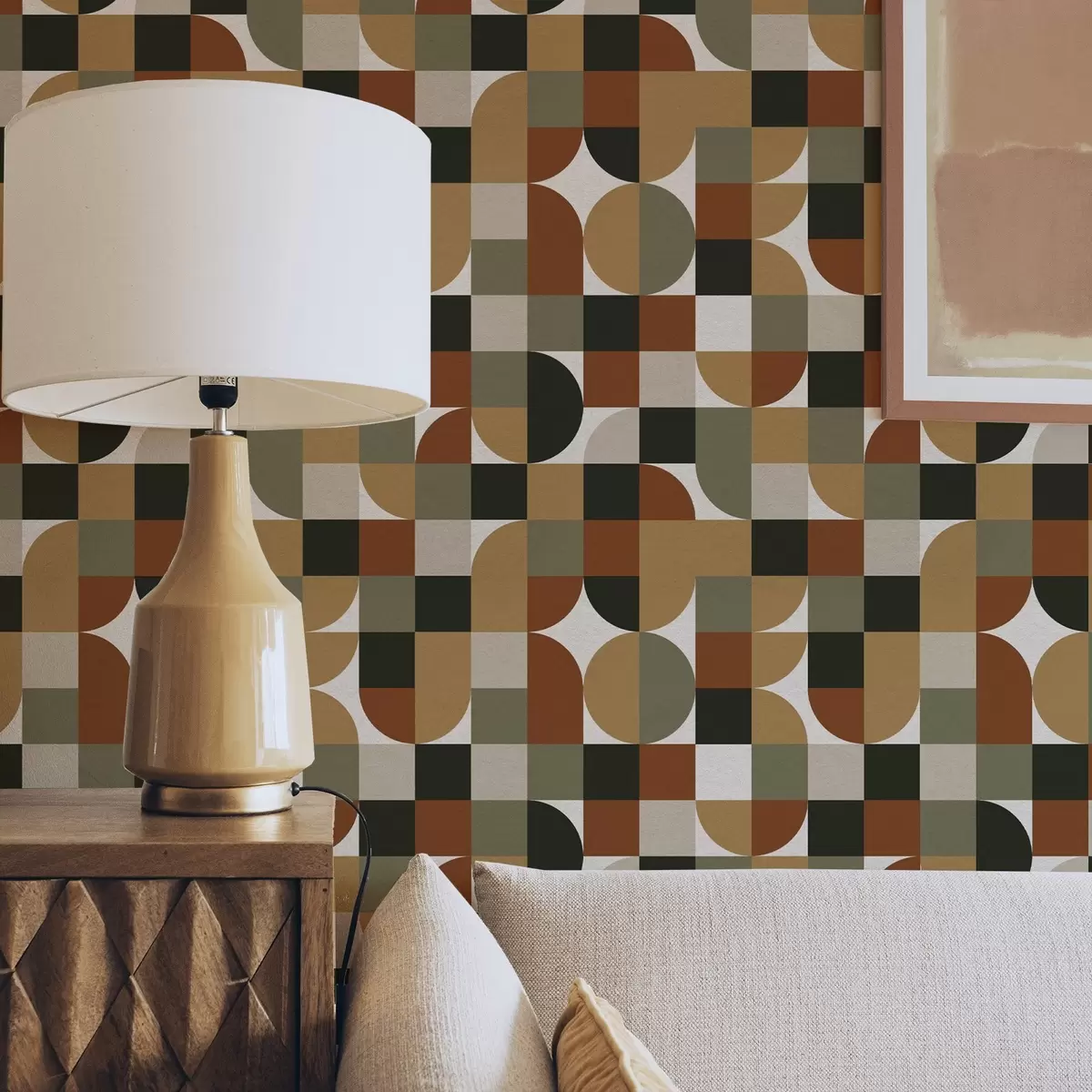 Papel de parede Geometria modular em tons quentes e terrosos a00770