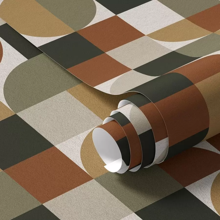 murais de parede Geometria modular em tons quentes e terrosos a00770