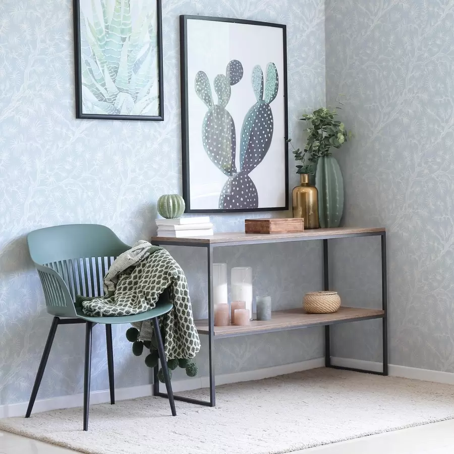 murais de parede Galhos de pinheiro em tons claros sobre fundo azul a00838