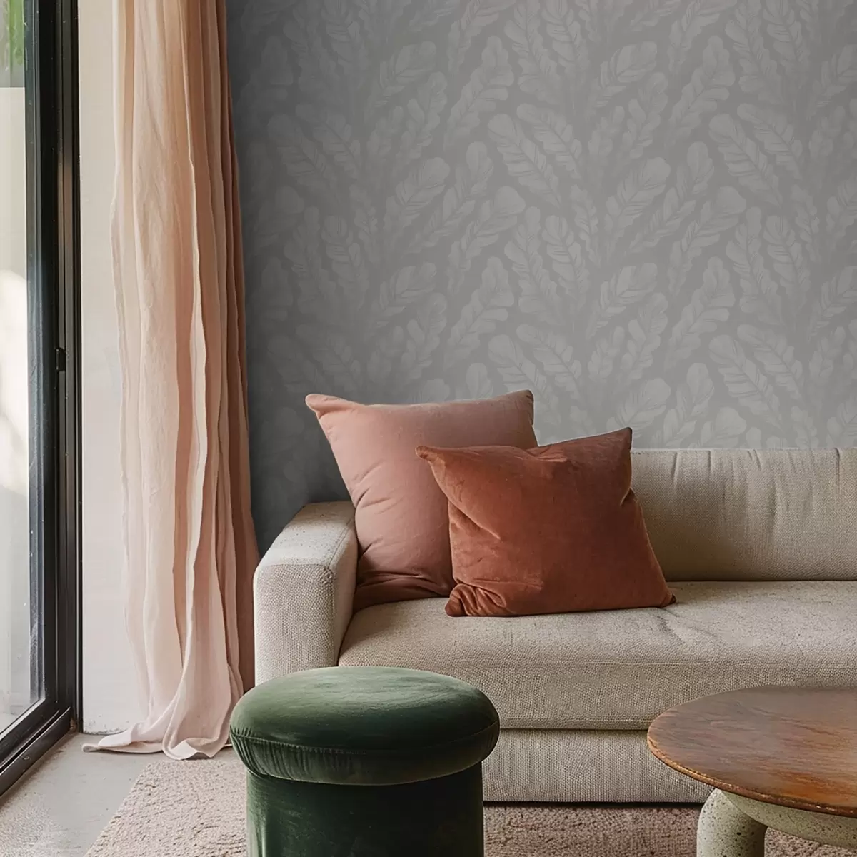 Papel de parede Penas grandes em tons suaves de cinza a00839