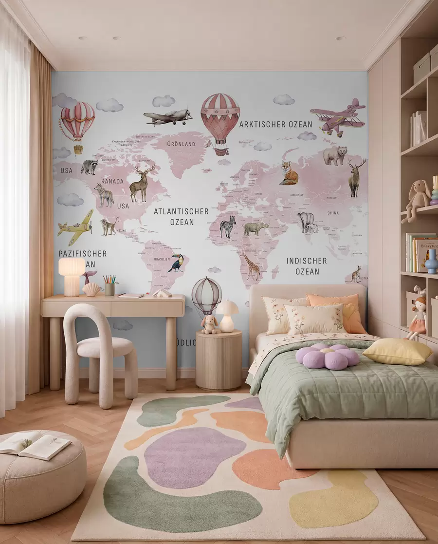 murais de parede Atlas rosa em alemão c00001dev3