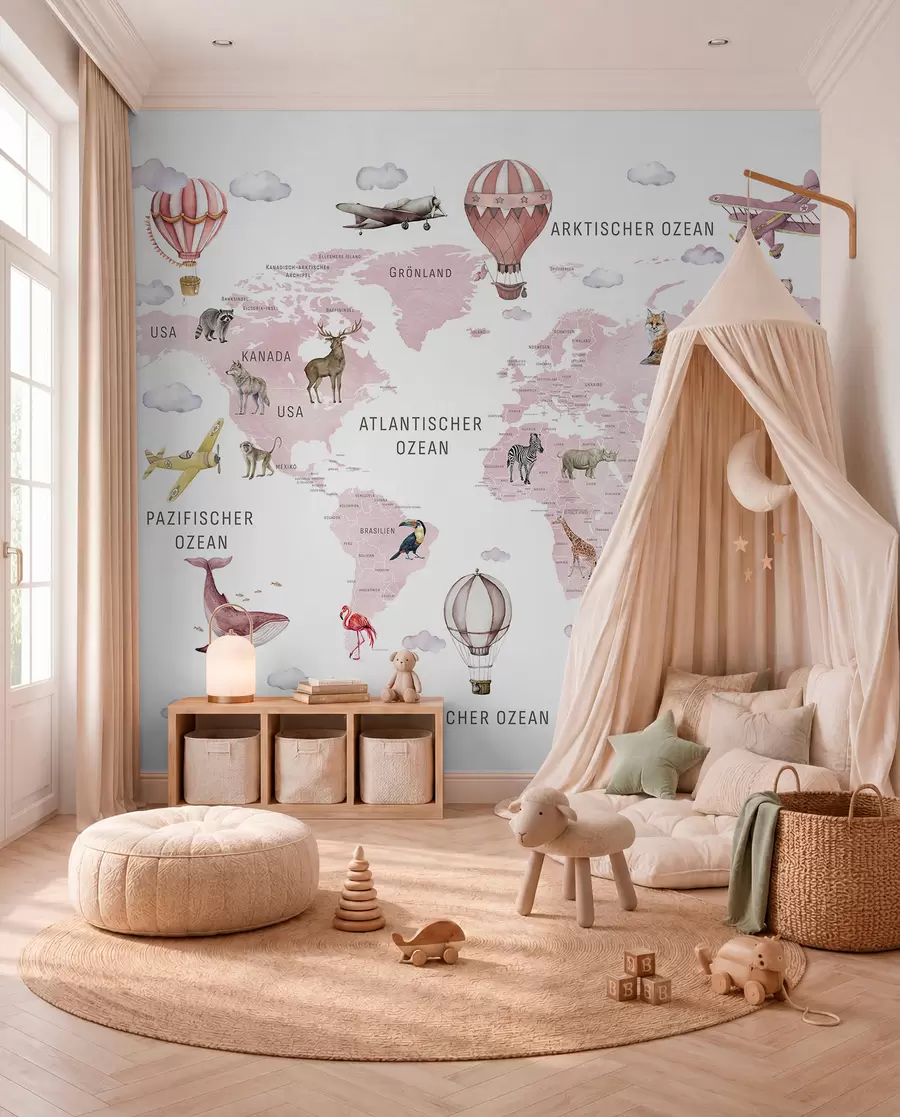 murais de parede Atlas rosa em alemão c00001dev3