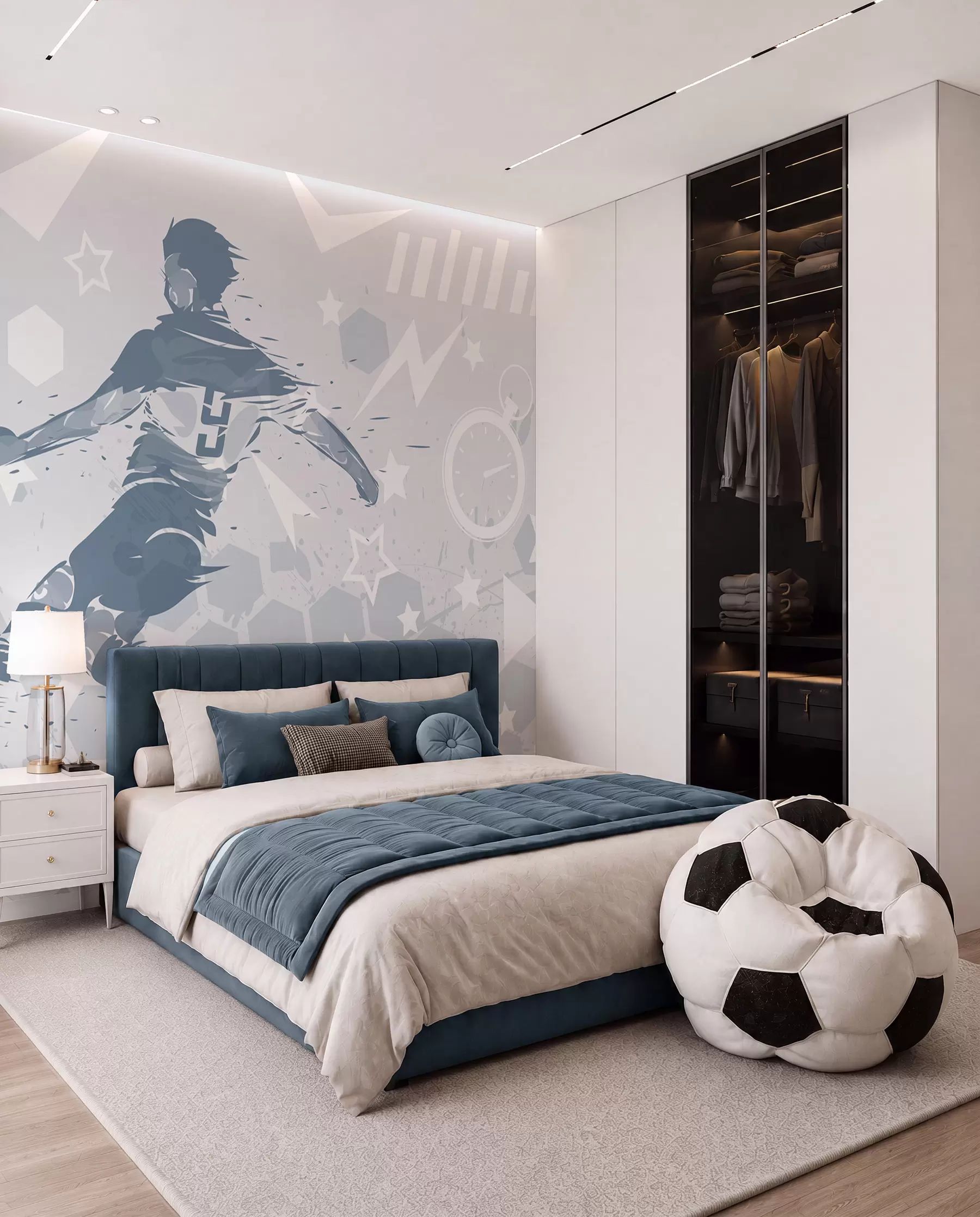 murais de parede Futebol a tinta azul w04763v1