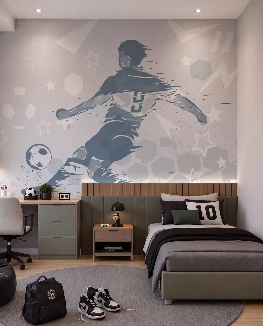 murais de parede Futebol a tinta azul w04763v1