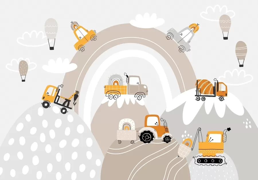 murais de parede Carros infantis, tratores w04765