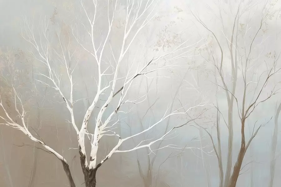 murais de parede Galhos leves na névoa matinal em tons pastel w09447