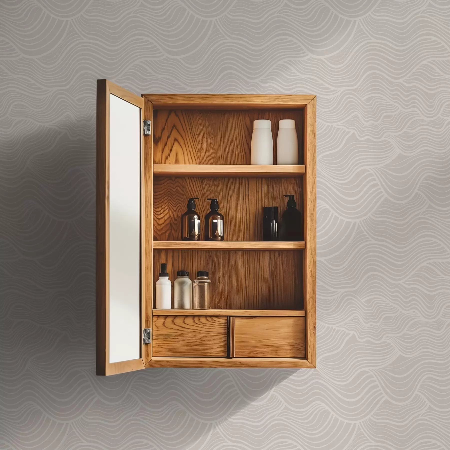 murais de parede Linhas onduladas tom sobre tom em bege quente a00681v1