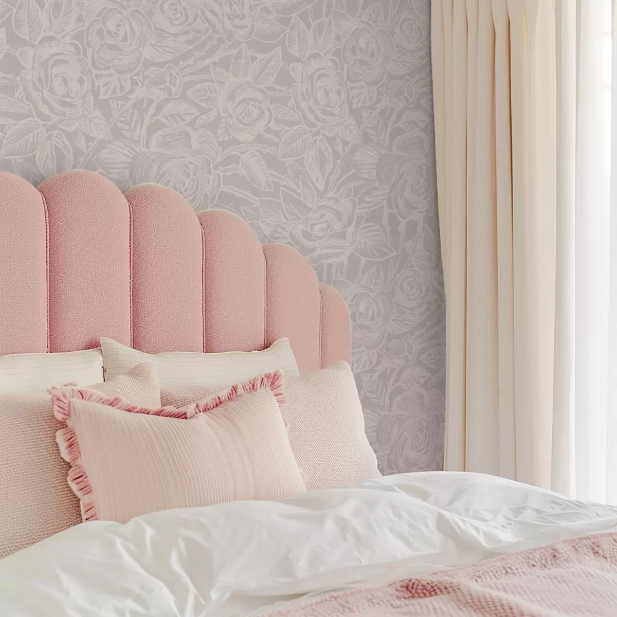 Papel de parede Rosas gravadas em cinza claro a00841v1