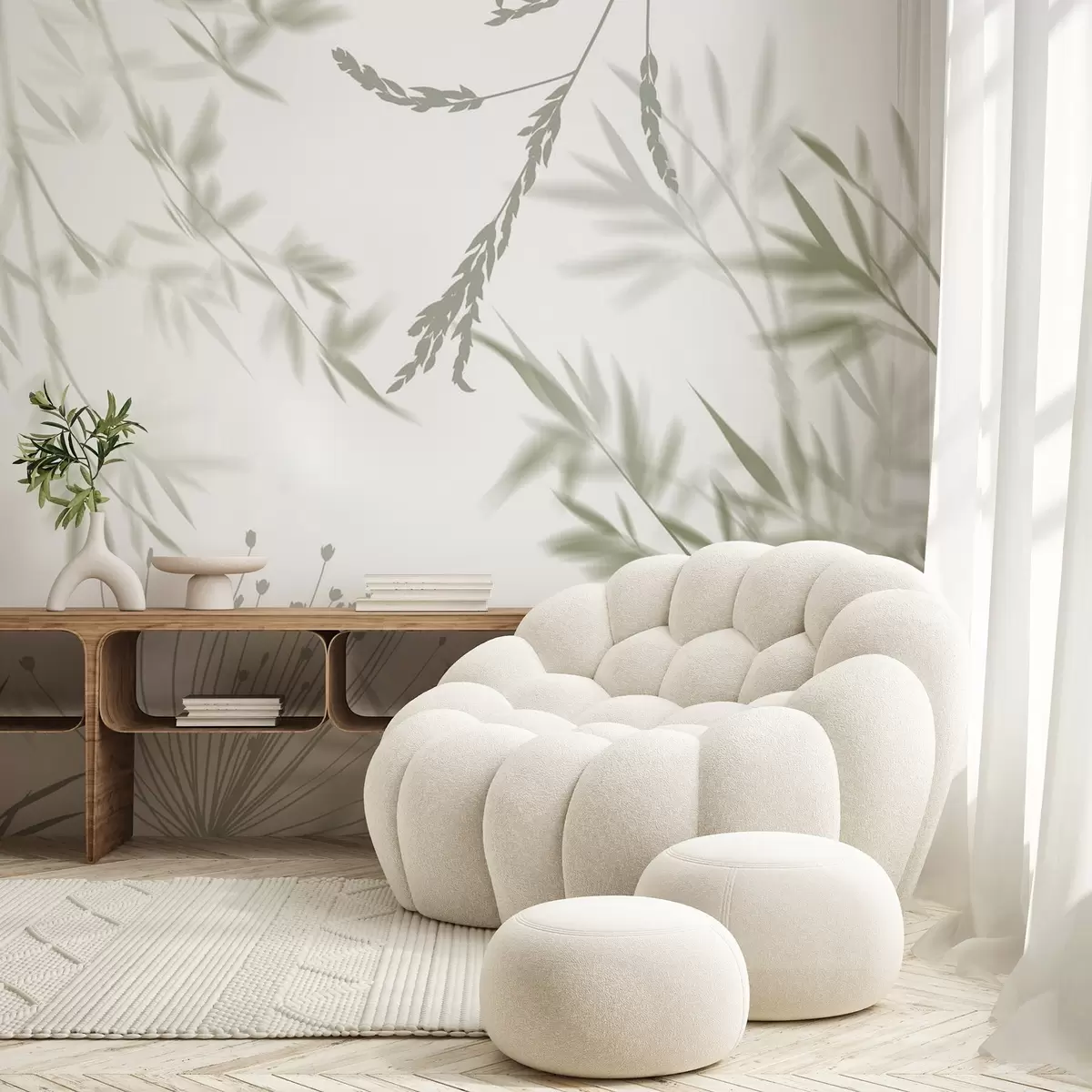 murais de parede Silhuetas de folhagem w04850