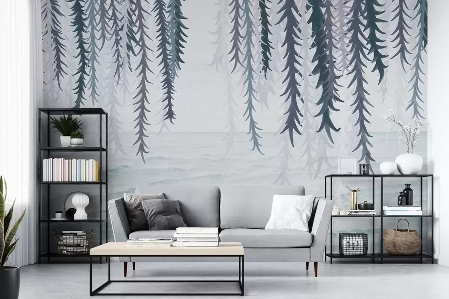 murais de parede Videiras delicadas penduradas sobre a água, estilo aquarela w04830v3