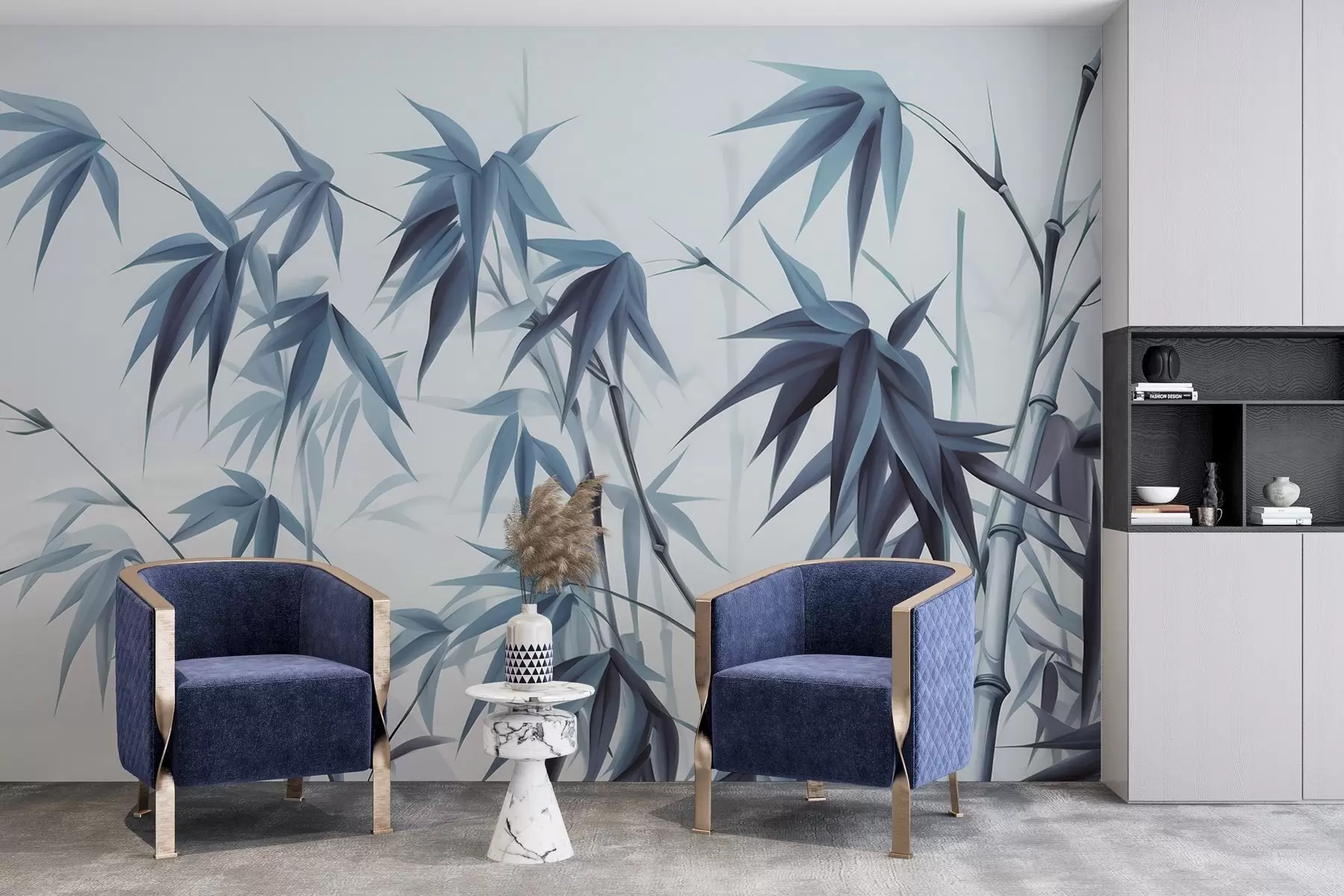 murais de parede Bambu sobre um fundo claro em aquarela w04834v2