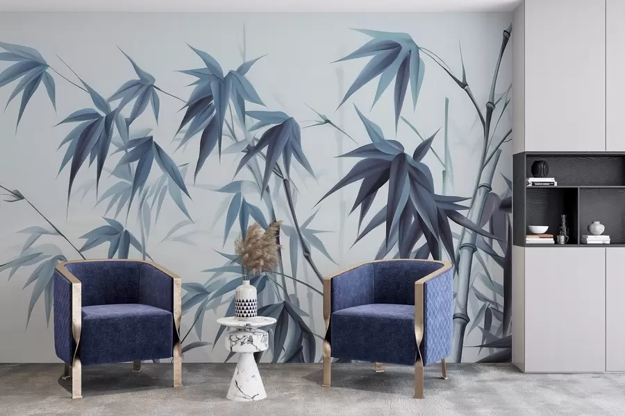 murais de parede Bambu sobre um fundo claro em aquarela w04834v2