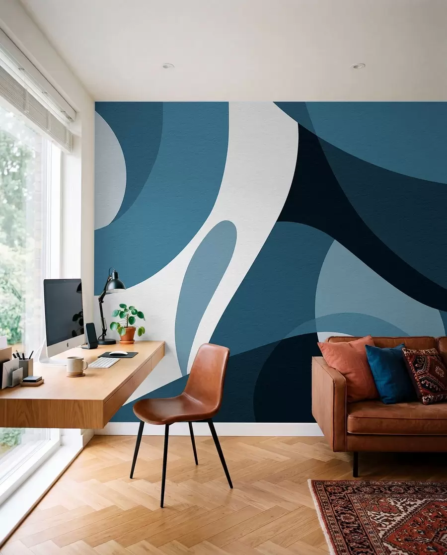 murais de parede Curvas em azul profundo w04843v1