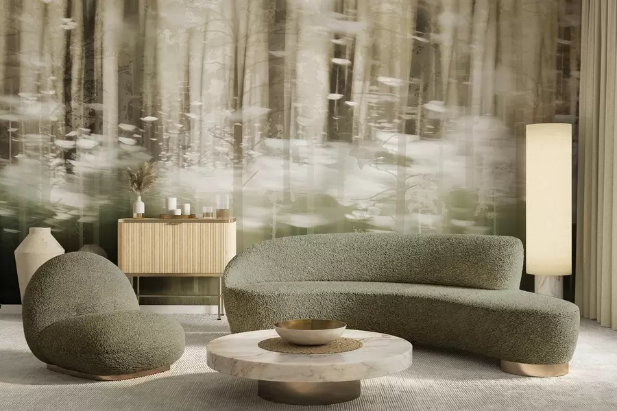 murais de parede Troncos de árvores estilizados em tons pastel w04844