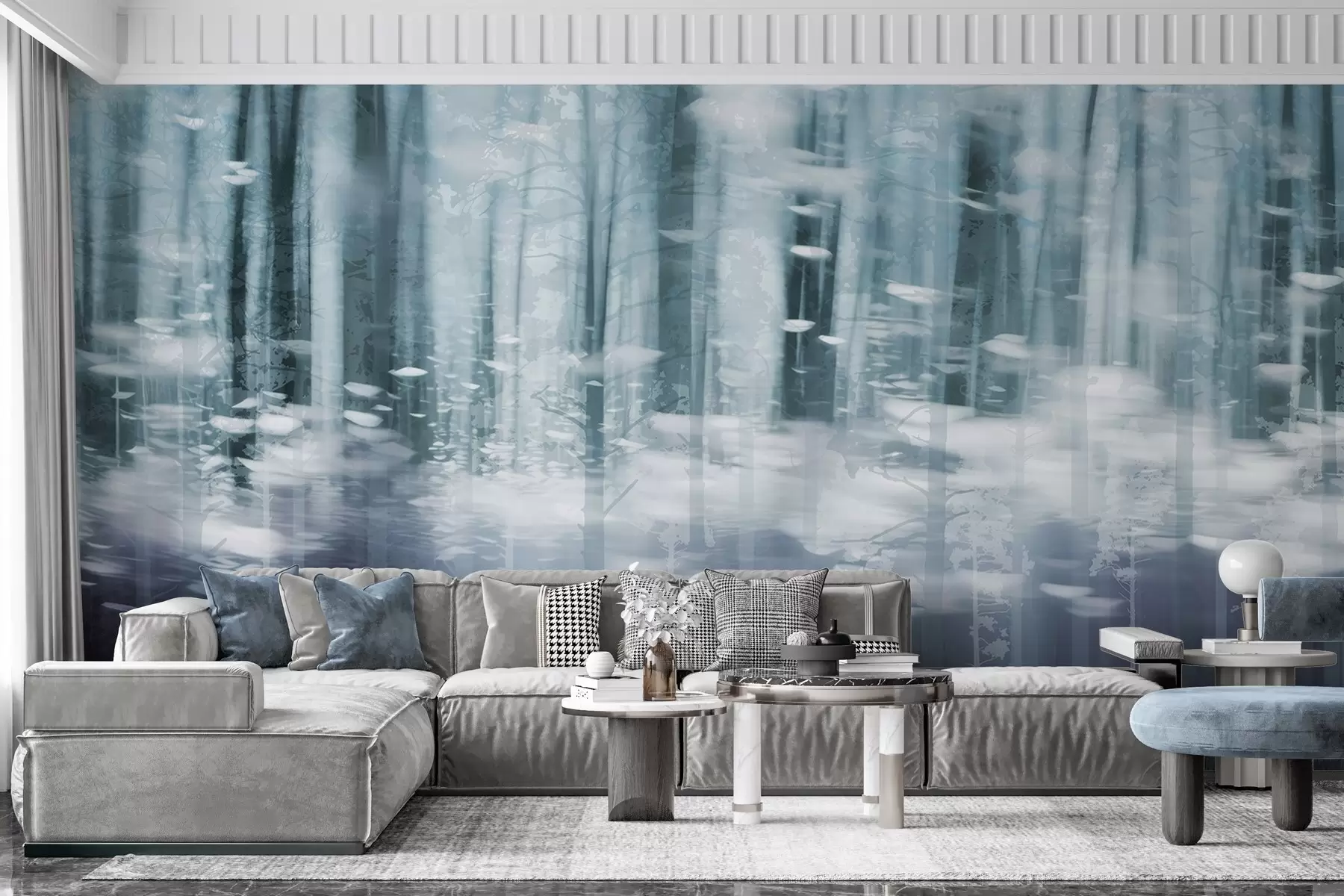 murais de parede Troncos de árvores estilizados em tons pastel w04844v1