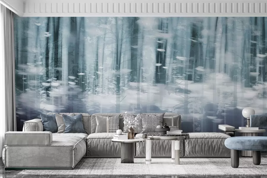 murais de parede Troncos de árvores estilizados em tons pastel w04844v1